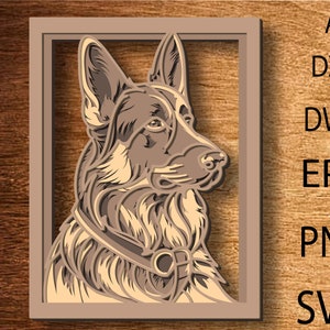 Deutscher Schäferhund multilayer SVG. Digitale Datei Schäferhund Laserdatei. Datei für Scherenschnitt. DXF, Sperrholzschnitt