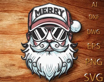 Santa Multilayer SVG File: 3D Mandala Laser Cut Design (Digital Download)