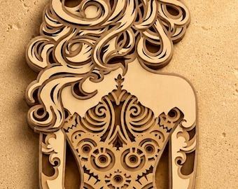 Woman Multilayer SVG,3D Mandala,Laser Cut,Paper Cut File,Steampunk Wall Art
