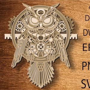 Mandala hibou 3D hibou, hibou en couches 3D, hibou Svg multicouche, hibou papier découpé, hibou SVG, hibou DXF, découpe laser, hibou contreplaqué coupé, hibou décoration d'intérieur