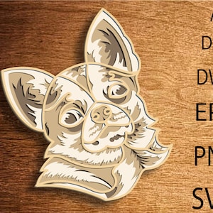Chihuahua 3D stratificato Svg, Chihuahua Dog 3D Mandala, file 3D stratificato per taglio laser, file SVG, modelli DXF per router CNC