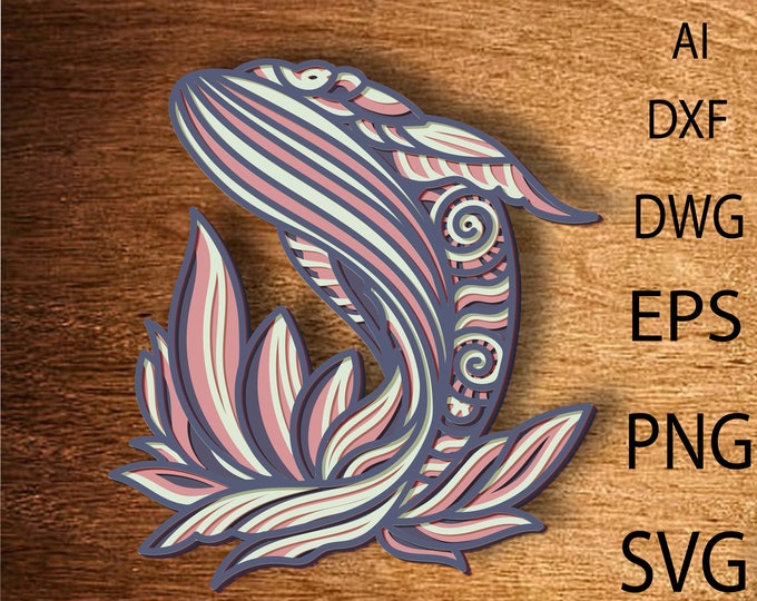 Whale Digital File, Laser Cut File, Whale Svg, Multilayer Laser File ...