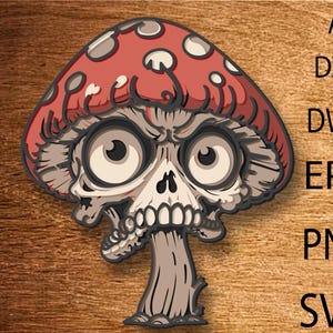 Skull Mushrooms multilayer SVG, Mushrooms, Laser cut file, 3D layer, Plywood cut, Paper cut,Mushrooms SVG file,Mushrooms mandala,Home decor