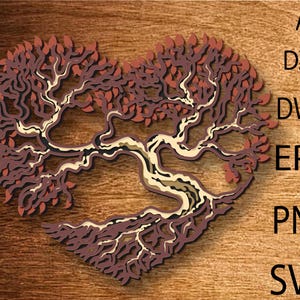 File SVG Love Tree 3D Mandala, file pannello matrimonio per taglio laser, progetti multistrato per router CNC, file per Glowforge o Cricut
