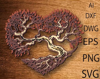 Love Tree 3D Mandala SVG Files, Wedding Panel Files for Laser Cutting, Multilayer Blueprints For CNC router, Files for Glowforge or Cricut