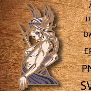 Walküre Multilayer SVG, 3D-Datei, Laser-Schnitt-Datei, Papierschnitt, Kriegerin SVG, SVG-Datei, einzigartiges Geschenk für Handwerker, Sperrholz schneiden