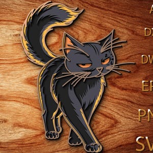 Katt flerskikts SVG, 3D-mandala, laserskuret, pappersklippt fil, gör-det-själv, plywoodskärning