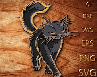Gato multicapa SVG, mandala 3D, corte láser, archivo de corte de papel, bricolaje, corte de madera contrachapada
