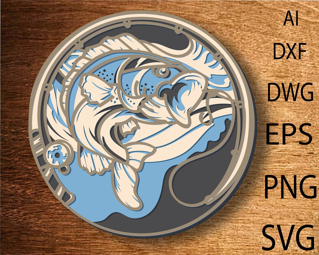 Fishing Fish Multilayer SVG,3D Mandala,laser Cut,paper Cut File,diy ...