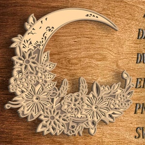 Luna floreale 3D SVG, Luna multistrato, Luna a strati SVG, Luna tagliata su carta SVG, Luna floreale con stelle per il taglio della carta, file svg celeste