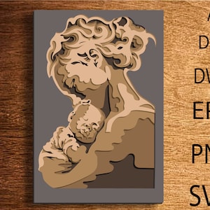 Archivo de corte láser para el día de la madre, Svg multicapa para mamá y bebé, regalo para mamá con corte de papel, corte láser para mamá, glowforge para mamá, corte de madera contrachapada para el día de la madre