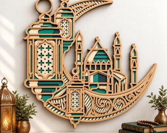Ramadan Moon Multilayer SVG,3D Mandala,Laser Cut,Paper Cut File,DIY Cutting,CNC