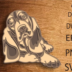 Basset Hound Multilayer SVG File,3D Layered Basset Hound,Multilayer file,Mandala Multilayer,Dog SVG File, Pit Bull DXF, Mandala layered