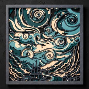 Starry Night Multilayer SVG,3D Mandala,Laser Cut,Paper Cut File,DIY,Plywood Cutting