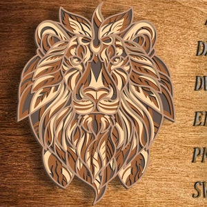 SVG multicouche Lion — Panneau multicouche 3D, fichiers SVG pour la découpe, modèles DXF Lion pour la découpe laser, fichiers Cricut Lion