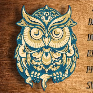 Gufo multistrato SVG, file di taglio gufo, strato 3D tagliato al laser gufo, taglio compensato, taglio carta, file SVG, compensato mandala 3D, arredamento per la casa