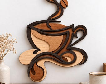 Multilayer Coffee Cup SVG | Wood Decor Laser Cutting File (Digital Download)