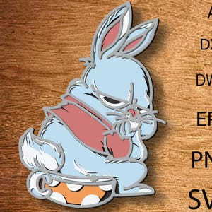 Lustiger Hase Laser geschnitten Datei, Lustiger Hase Multilayer Plotter, SVG-Dateien, DXF-Vorlagen für CNC-Fräser, Osterhase Sperrholz geschnitten, Ostergeschenke