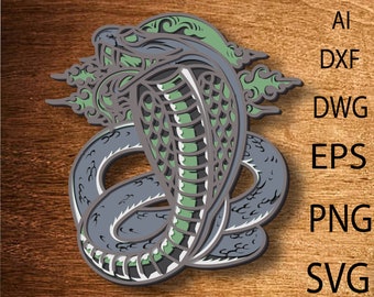 Schlange Multilayer SVG,3D Mandala,laserschnitt,Papierschnittdatei,Sperrholz schneiden