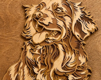 Golden Retriever Multilayer SVG, Mandala 3D, Cięcie laserowe, Plik do cięcia papieru, Zrób to sam, Cięcie sklejki