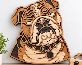 Bulldog Multilayer SVG,Laser Cut File,3D Decoration,Dog-themed mandala