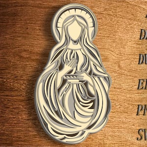 Virgen María multicapa svg.Virgen María 3d mandala.Archivo cortado por láser .Archivo digital Virgen María .Virgen María corte de madera contrachapada