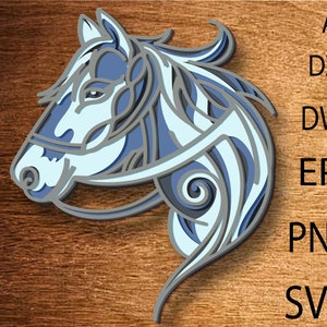 Horse Multilayer svg,Floral Horse laser cut files,Cnc router files, Laser cut mandala,Horse template,cnc horse mandala laser cut files