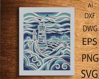 Lighthouse Multilayer SVG,3D Mandala,Laser Cut,Paper Cut File,DIY,Plywood Cutting