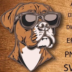 Cooler Boxer Hund Multilayer SVG, 3D-Schicht-Svg, Laserschnitt, Papierschnitt, 3D-Mandala-Svg, DXF-Datei, SVG-Datei, Boxer Hund Wandkunst, Sperrholz geschnitten