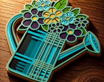 Flower Vase Multilayer SVG,3D Mandala,Laser Cut,Paper Cut File,DIY,Plywood Cutting