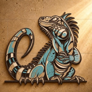 Iguana Multilayer SVG,3D Mandala,Laser Cut,Paper Cut File,DIY,Plywood Cutting