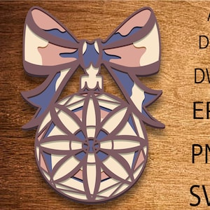 Christmas Tree Ball 3D Mandala svg files, Multilayer Panel for Laser Cutting, SVG files, DXF Templates for CNC router