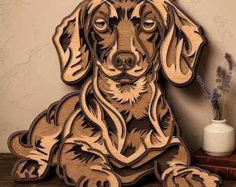 Dachshund Dog Multilayer SVG,3D Mandala,Laser Cut,Paper Cut File,DIY,Plywood Cutting