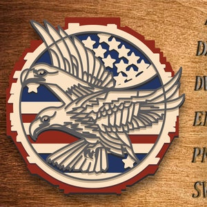 Eagle Multilayer SVG, American Flag, Bald Eagle, Laser Cut file, Multilayer, DIY Cutting, Glowforge, Wooden Animal, Wall Decor
