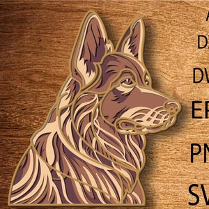 Deutscher Schäferhund SVG, 3D-Schicht-Deutscher Schäferhund, Mandala Multilayer, Schäferhund SVG, Deutscher Schäferhund DXF, Laser-Schnitt