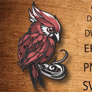 Bird Cardinal 3D Mandala SVG-bestanden, nieuwjaarsdecoratie lasersnijplannen, Cricut, Glowforge, DXF-sjablonen voor CNC-router