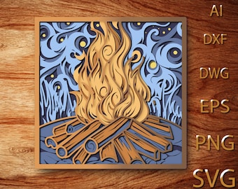Starry Night Multilayer SVG,3D Mandala,Laser Cut,Paper Cut File,DIY,Plywood Cutting