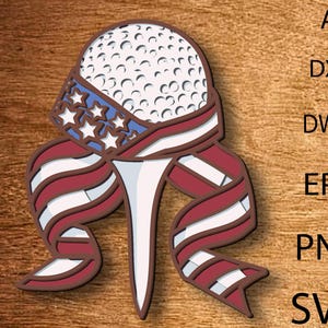 Archivo SVG multicapa de golf americano, archivo cortado por láser, corte de papel, golf para CNC, regalo de artesanía deportiva, descarga digital, SVG de golf, corte de madera contrachapada