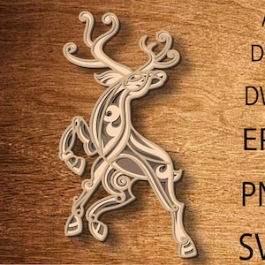 3D Deer Mandala SVG Deer,3D Layered Deer,Deer Multilayer Svg,Deer paper cut,Deer SVG,Deer DXF,Laser Cutting,Deer Plywood cut,Deer Home decor