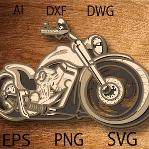 Moto multistrato Svg, file di taglio laser Mandala Svg DXF, file di taglio Mandala CNC, file di taglio laser Glowforge per motocicletta Svg