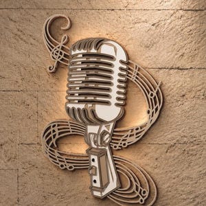 Microphone Multilayer SVG,3D Mandala,Laser Cut,Paper Cut File,DIY,Plywood Cutting
