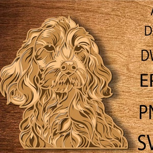 Goldendoodle Hund mehrschichtig SVG, Goldendoodle Hund Schnittdatei, 3D Mandala, SVG-Datei, CNC-Schneiden, Laserschneiden, Hund Sperrholzschnitt