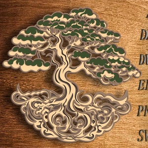Bonsai tree 3d mandala svg/Multilayer panel for laser cut/Plywood cut/Cut Files
