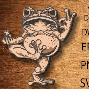 Frog Multilayer svg, file di taglio laser Frog Yoga, file per router CNC, mandala tagliato al laser, modello di meditazione, file di taglio laser CNC Yoga mandala