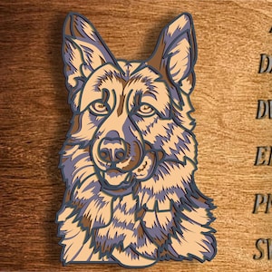 3D Schäferhund Multilayer SVG-Datei, 3D Layered Deutscher Schäferhund, Mandala Multilayer, Deutscher Schäferhund SVG, Deutscher Schäferhund DXF, Laserschneiden