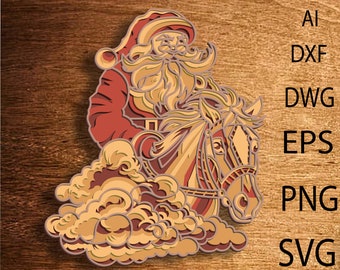 Santa Multilayer SVG,3D Mandala,Laser Cut,Paper Cut File,DIY,Plywood Cutting
