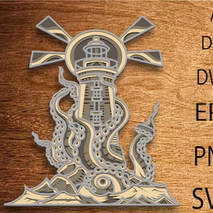 3D Lighthouse Mandala SVG File,3D Layered Lighthouse,Multilayer Svg Files,Lighthouse paper cut,Lighthouse SVG,Lighthouse DXF,Laser Cutting