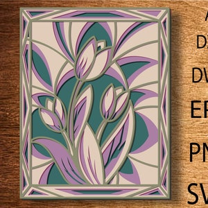 Tulpen Mandala SVG-Dateien für Cricut-Projekte, Layered SVG für Lasercut, 3D-Layer-Dxf-Vorlage für Cnc-Fräser, Tulpen Sperrholz geschnitten