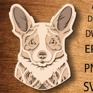 Corgis Hund Multilayer SVG-Datei, 3D Corgis Hund, 3d Mandala Multilayer, Corgis Hund Liebe SVG-Datei, Corgis Hund DXF, Sperrholz geschnitten
