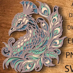 Pfau Multilayer SVG, Pfau, Scherenschnitt, Laser-Schnittdatei, Multilayer, DIY schneiden, Glowforge, Holzmandala, Wanddekor